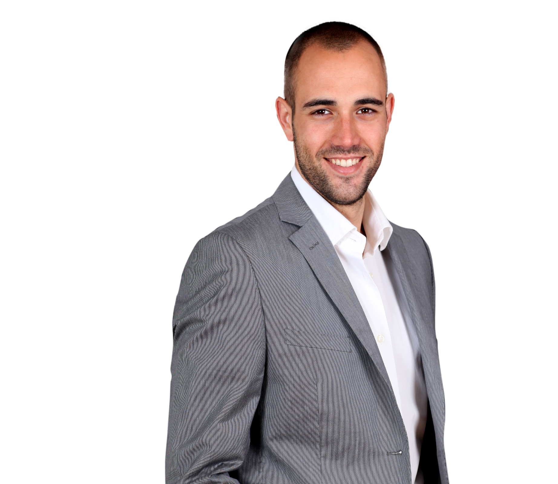 Cool businessman standing on grey background