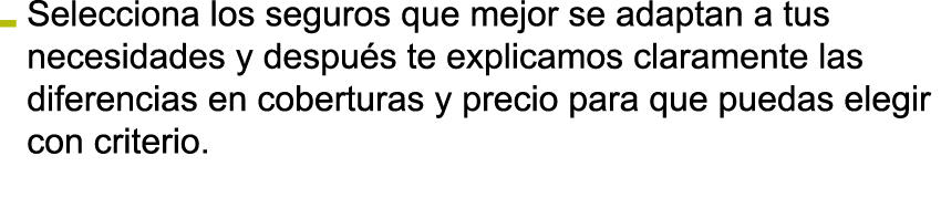 Selecciona los seguros que mejor se adaptan a tus necesidades y despu s te explicamos claramente las diferencias en c   