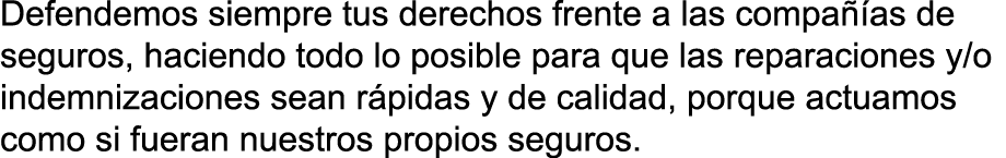 Defendemos siempre tus derechos frente a las compa  as de seguros  haciendo todo lo posible para que las reparaciones   